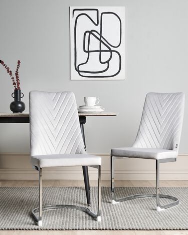 Set of 2 Velvet Dining Chairs Grey ALTOONA