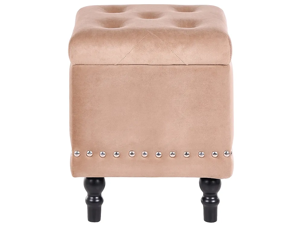 Pouf mit Stauraum LORETTO Samtstoff Beige_1186162