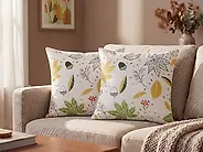 Coussin MULLEIN 45 x 45 cm Velours Multicolore Motif de plante_1183518