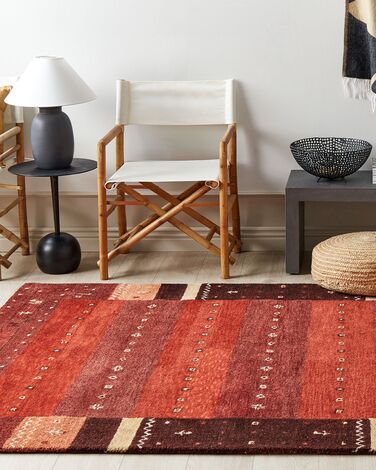 Wool Gabbeh Area Rug 160 x 230 cm Red SINANLI