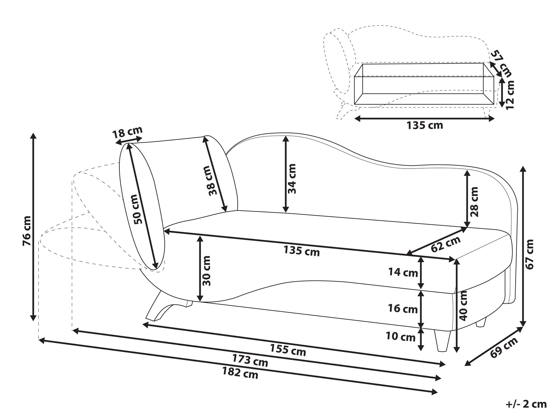 Left Hand Fabric Chaise Lounge with Storage Light Brown MERI II_937711 Left Hand Fabric Chaise Lounge with Storage Light Brown MERI II_937711