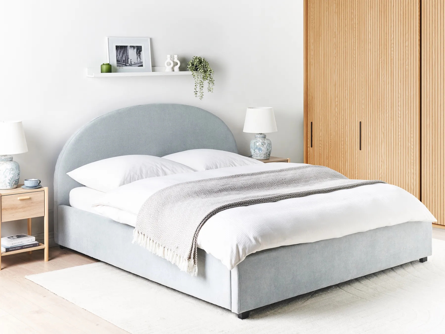 Ottoman Bed VAUCLUSE Chenille Light Blue 180 x 200 cm (EU Super King)_968803