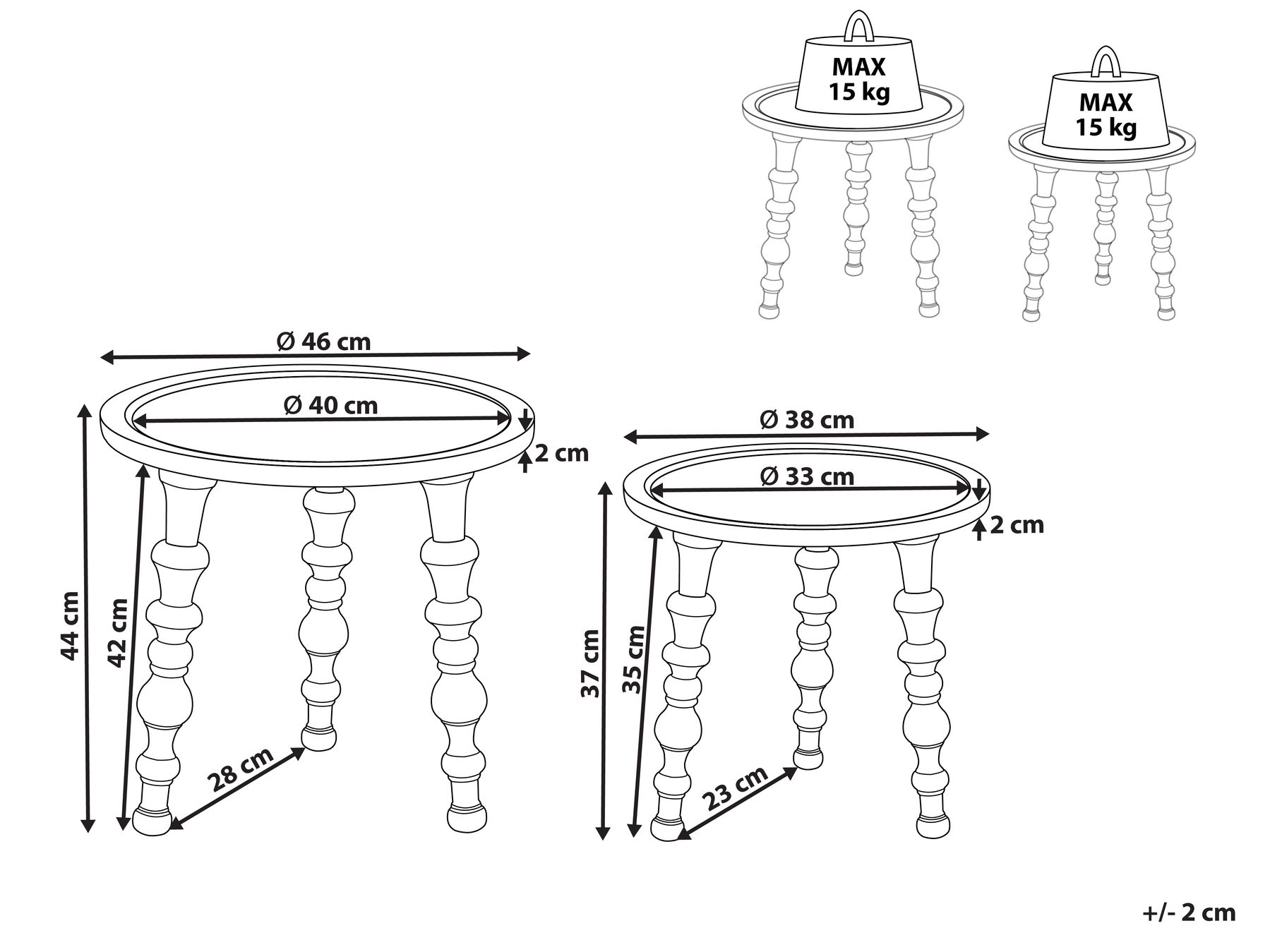 Set of 2 Mango Wood Side Tables Dark MARNOO_936020