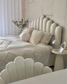 Zamatová posteľ s úložným priestorom 160 x 200 cm krémová biela VINCENNES_905186