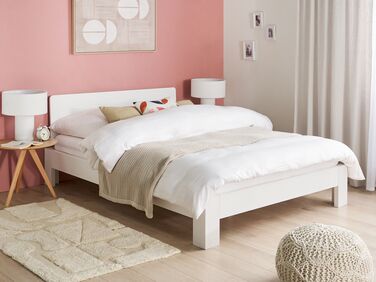 Wooden EU Double Size Bed White ROYAN