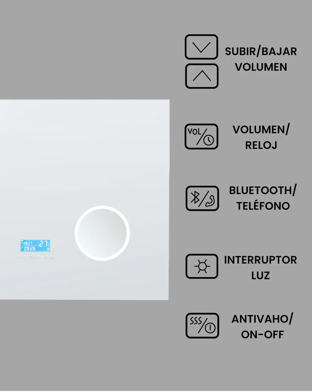 Espejo de baño LED MONTARON 80 cm 60 cm Plateado_940482