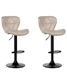Set of 2 Bar Chairs VALETTA Swivel Faux Leather Light Beige