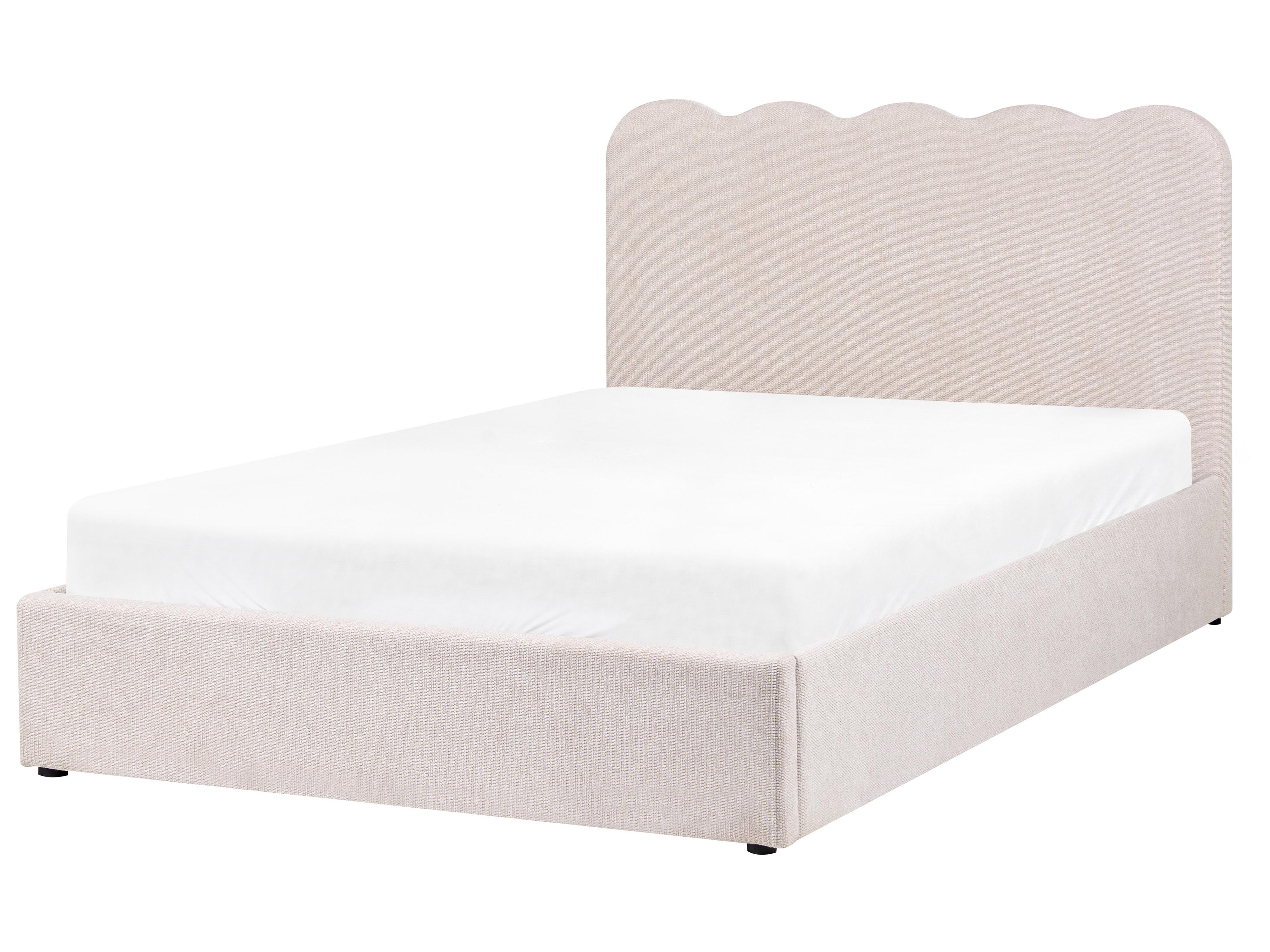 Bett mit Stauraum NANTERRE Stoff Hellbeige 140 x 200 cm_1082342