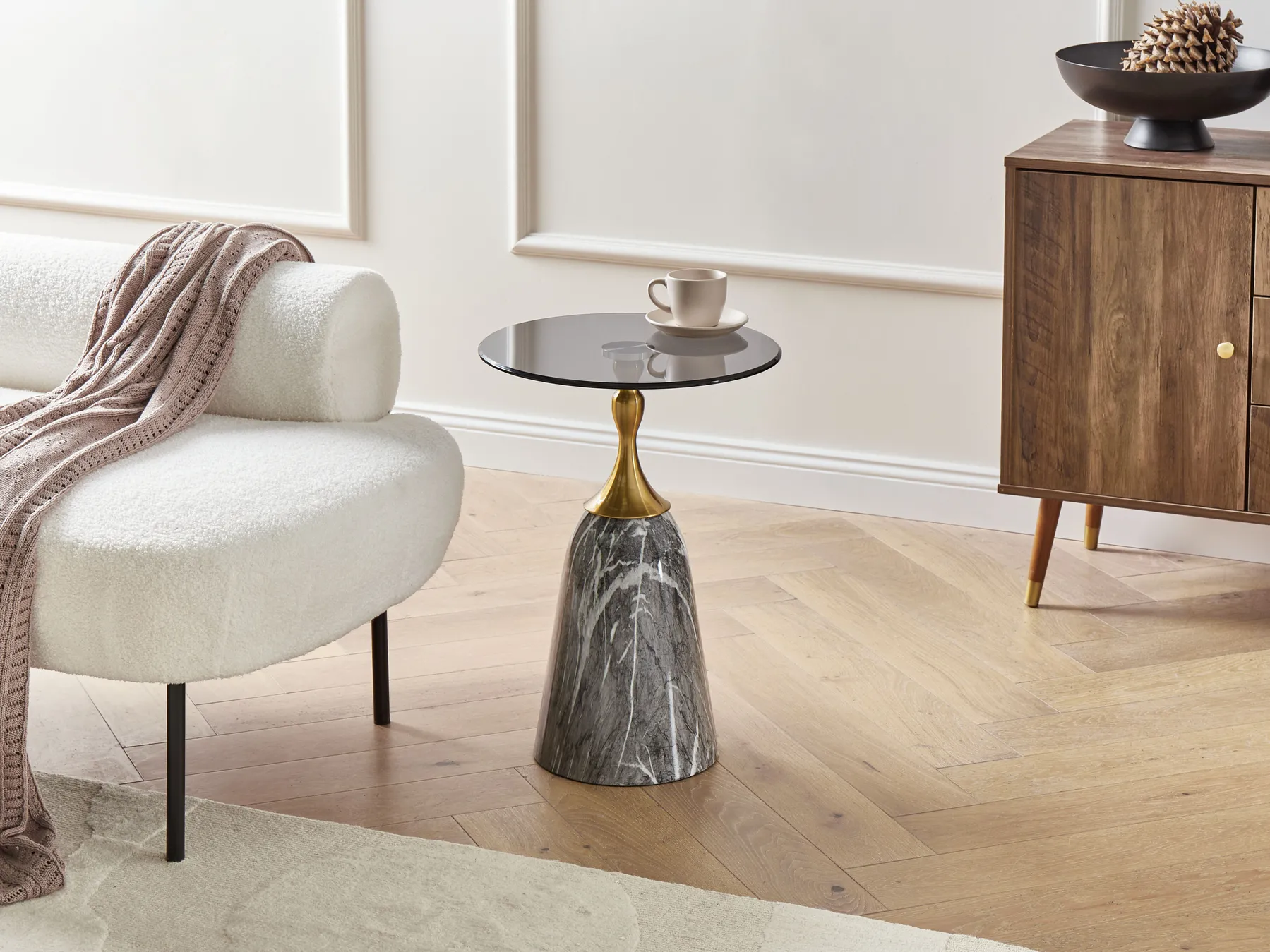 Side Table CARTER Tempered Glass Grey Marble_1006744