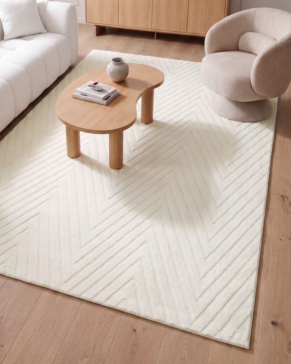 Alfombra TWYNAM Blanco crema 160 x 230 cm