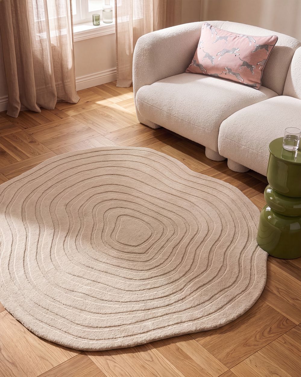 Rug ANKARAE Beige ø 160 cm Wool