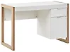 Home Office Desk JOHNSON 112 cm x 50 cm with Storage Brown/ White