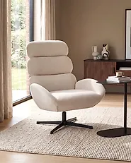 Swivel Armchair AALBORG Fabric Light Beige_1165123