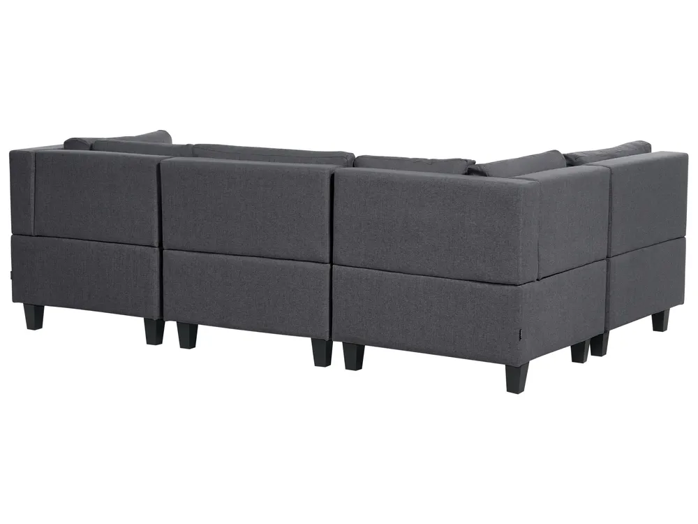 Modular U-Shape Sofa 5 Seater UNSTAD with Ottoman Fabric Dark Grey_893550