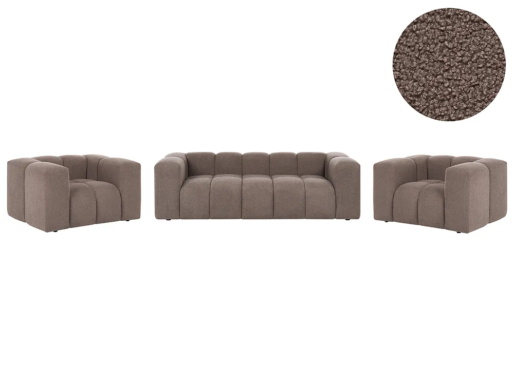 Living Room Set 5 Seater ANTOLA Boucle Taupe