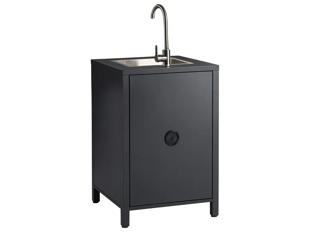 Outdoor Kitchen Set with Sink ROCHA Graphite Grey Metal_1054611