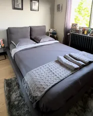 Bed Fluweel MELLE 140 x 200 cm Donkergrijs_991844