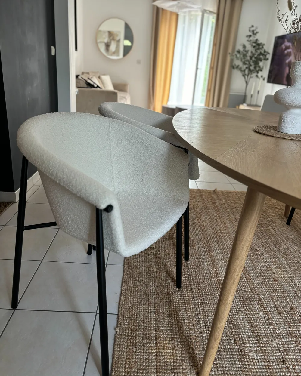 Set of Dining Chairs AMES Boucle Off-White - Main Image