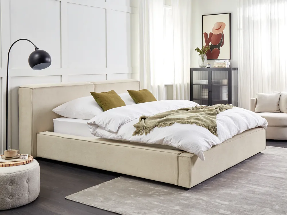 Waterbed Corduroy LINARDS 160 x 200 cm (EU King Size) Beige