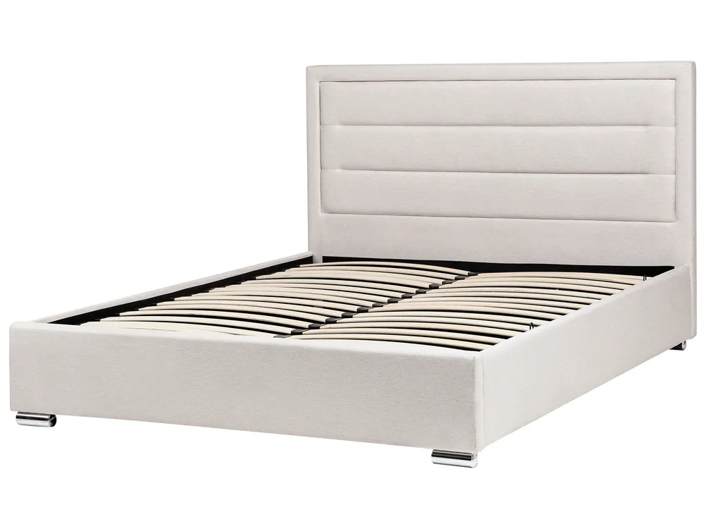 Bett mit Stauraum ROUEN Stoff Hellbeige 160 x 200 cm_996762