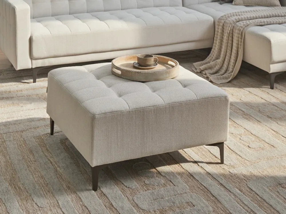 Ottoman ABERDEEN Fabric Off-White