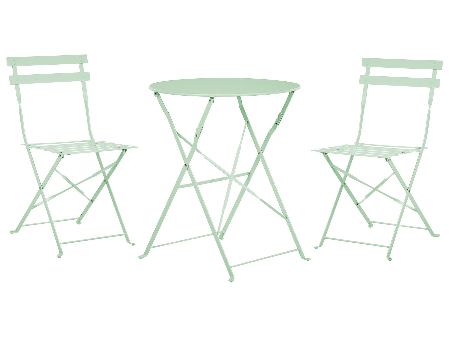 Salon de jardin bistrot table et 2 chaises en acier vert menthe FIORI_804833