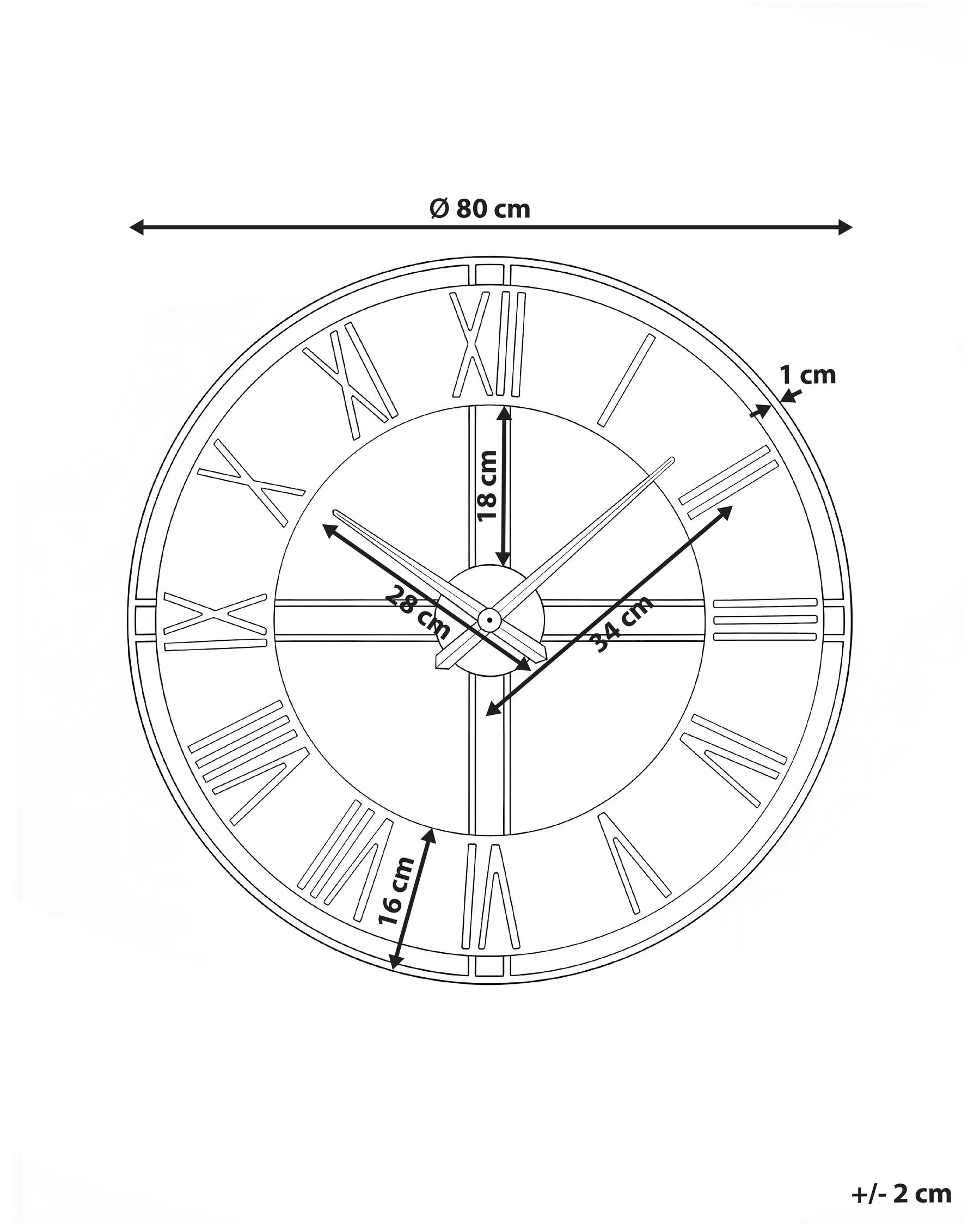 Wall Clock PERIGNY 80 cm Metal Black | Beliani.co.uk