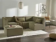 Modular Corner Sofa 4 Seater LEMVIG with Ottoman Corduroy Green Left Hand_1188311