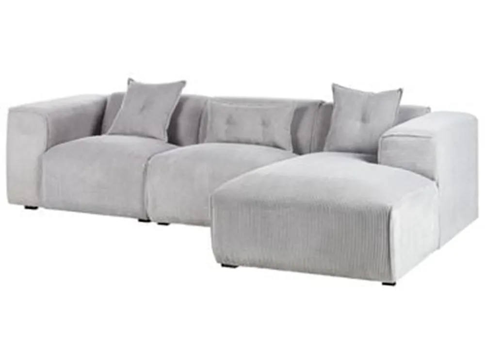 Corner Sofa DOLVA Corduroy Light Grey Left Hand_1183992