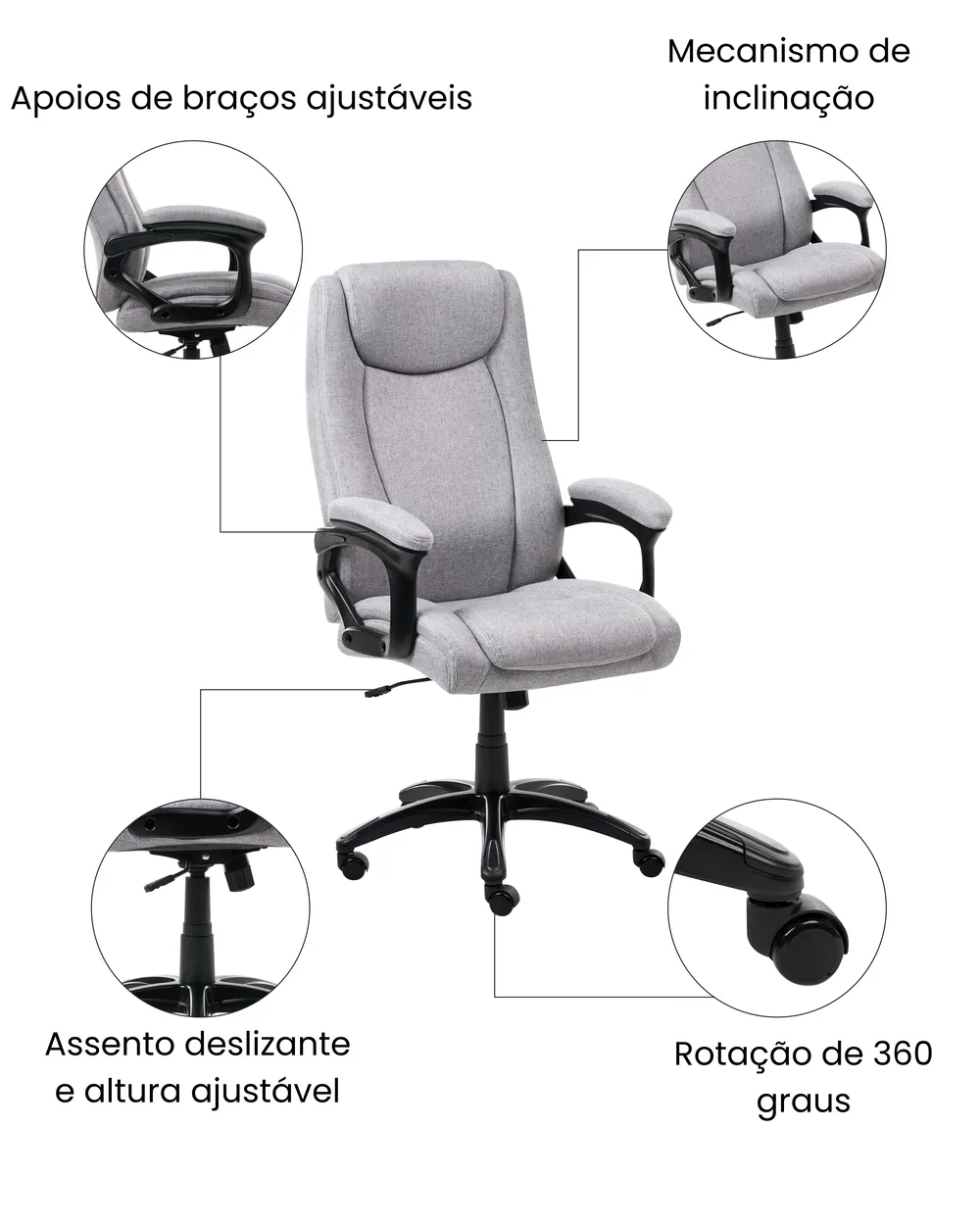 Cadeira executiva GRACEFUL Linho Cinzento_1062996