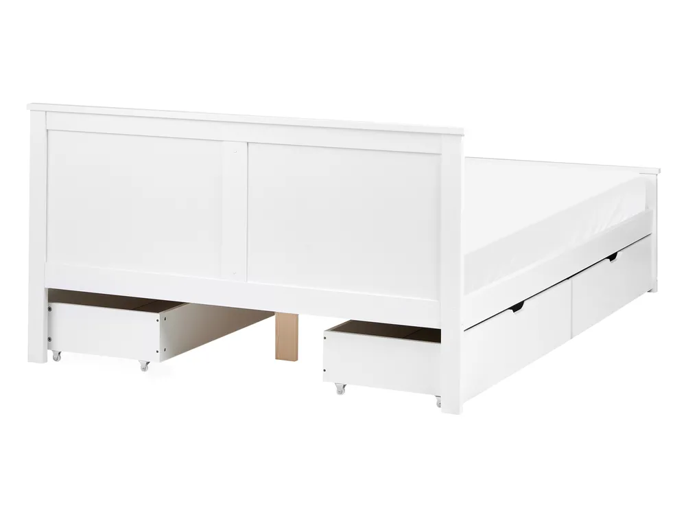 Łóżko z czterema szufladami SABRAN Drewno sosnowe Biały 140 x 200 cm_1061273