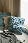 Set of 2 Cotton Macrame Cushions 45 x 40 cm Blue GOREME_831789