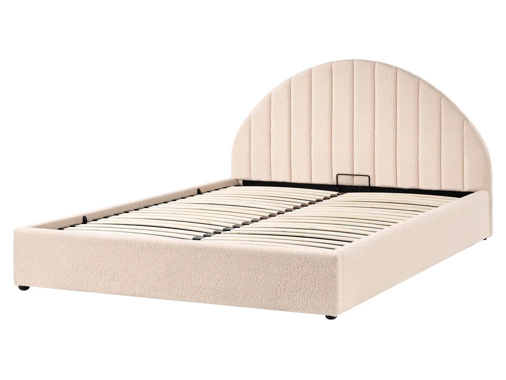 Ottoman Bed CHADENET Boucle Light Beige 160 x 200 cm (EU King Size)_1151080