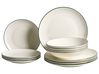 Zastawa stołowa 12-częściowa CUMIN Porcelana Złamana biel/ zielony