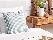 Cuscino decorativo TALYA 45 x 45 cm Verde menta Trama a scacchi_1178800