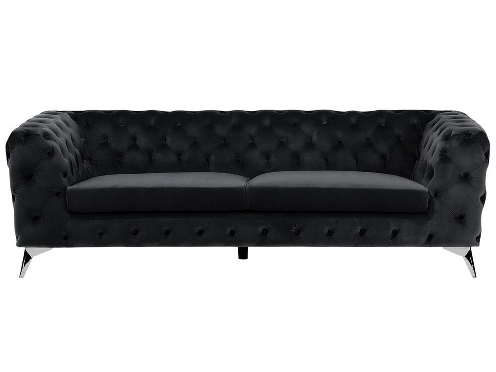 Sofa 3-Sitzer SOTRA Samtstoff Schwarz