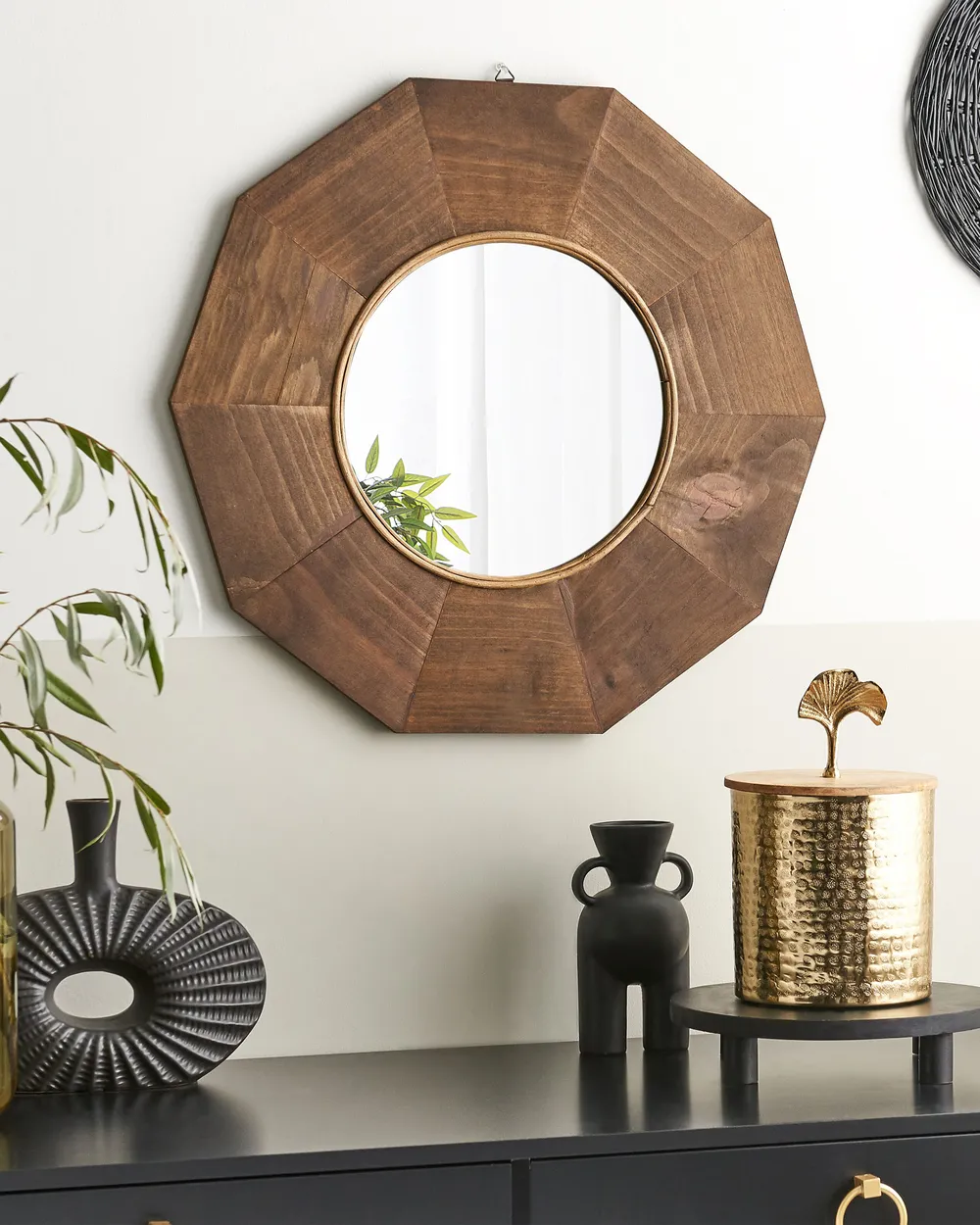 Wall Mirror ASEM 60 cm 60 cm Poplar Wood Brown