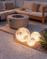 Zestaw 3 kul ogrodowych LED LUNICE Z pilotem Złamana biel_1105836