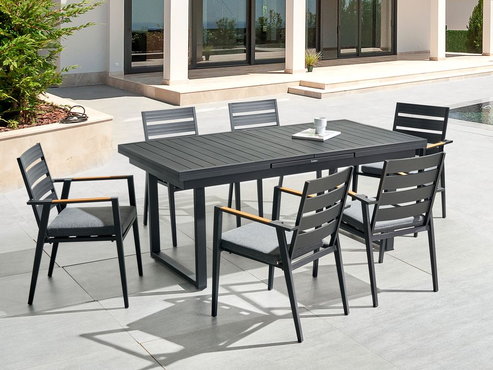 Garden Dining Set 6 Seater VALCANETTO/TAVIANO Metal Black