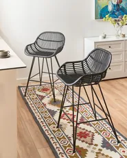 Set of 2 Bar Chairs TERRELL Rattan Black_1086642