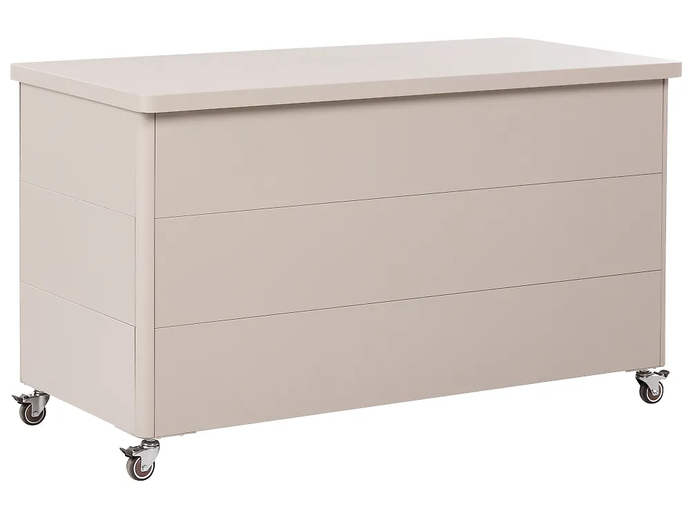 Aufbewahrungsbox KYMI 136 cm 55 cm Metall mit Rädern Beige_1172871