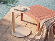 Garden Side Table VENTURINA 40 cm 40 cm Metal Beige_1094939