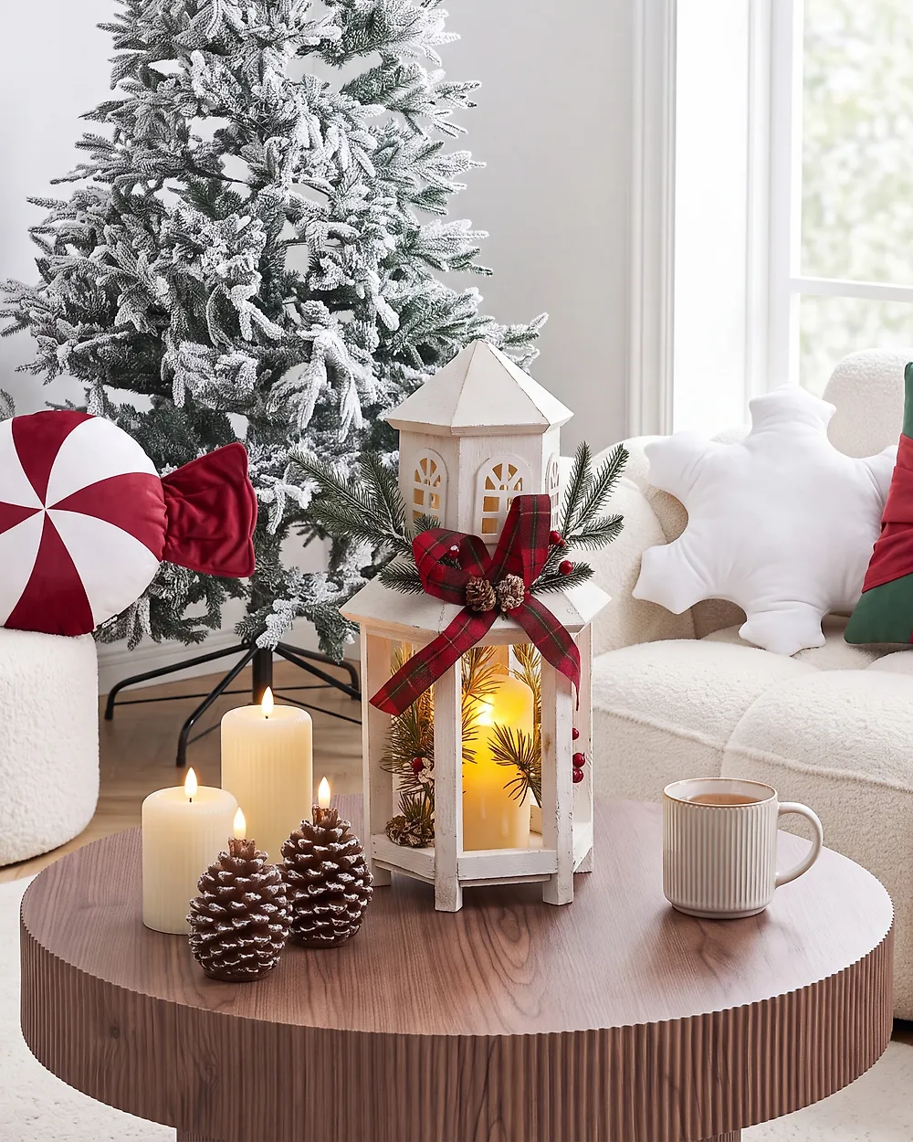 LED Laterne SAVIVESI 38 cm Weihnachtsmotiv Weiß