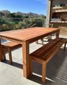 6 Seater Eucalyptus Garden Dining Set Table and Benches Natural MONSANO_923613