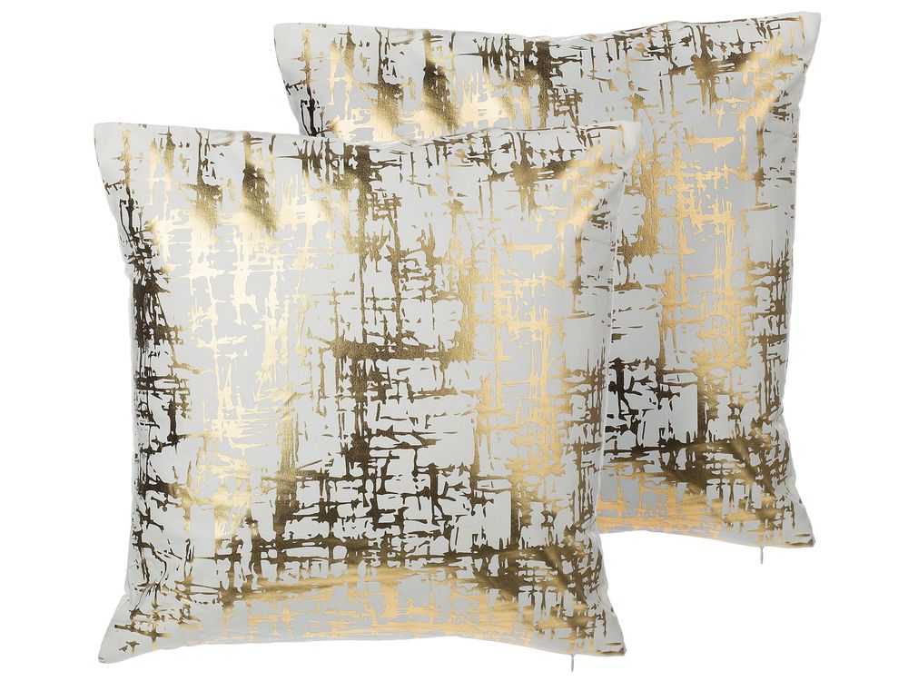 Set of 2 Cotton Cushions Crackle Pattern 45 x 45 cm Gold GARDENIA Beliani