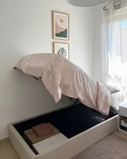 Bett mit Stauraum ohne Kopfteil DINAN Stoff Taupe 90 x 200 cm_1030896