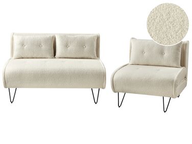 Boucle Sofa Set Light Beige VESTFOLD