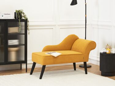 Right Hand Fabric Chaise Lounge Mustard BIARRITZ