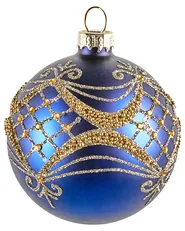 Set of 35 Baubles ICEDROP Glass Blue/ Gold_1028534