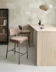 Set of 2 Bar Chairs UNITY Boucle Taupe_1042282
